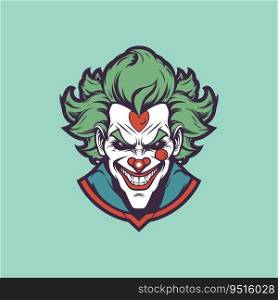 Frightening Clown Head Mascot Design