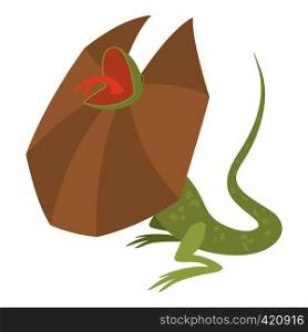Frill necked lizard icon. Cartoon illustration of frill necked lizard vector icon for web. Frill necked lizard icon, cartoon style