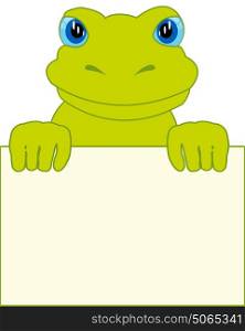 Frog and clean sheet. Amphibian frog and clean sheet on white background