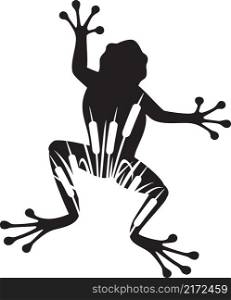 Frog and reeds silhouette (bulrush and grass) vector