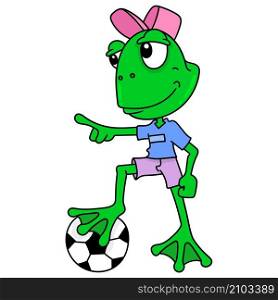 frog boy playing football