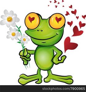 frog cartoon in love