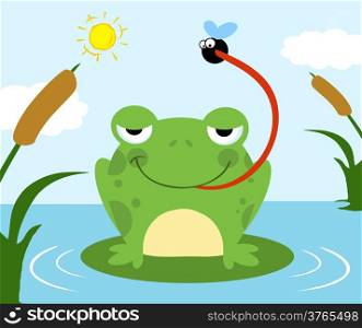 Frog Catching Fly