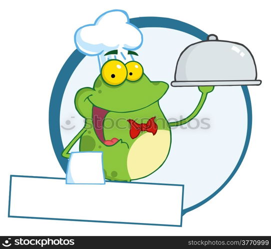 Frog Chef Serving Food In A Sliver Platter Banner