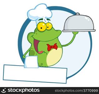 Frog Chef Serving Food In A Sliver Platter Banner
