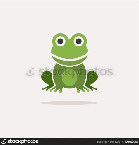 Frog. Color icon with shadow. Animal glyph vector illustration