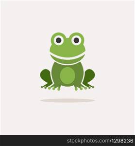 Frog. Color icon with shadow. Animal glyph vector illustration
