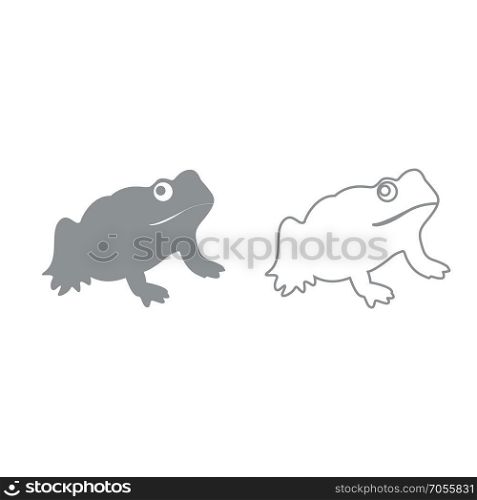 Frog grey set icon .