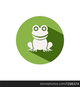 Frog. Icon on a green circle. Animal glyph vector illustration
