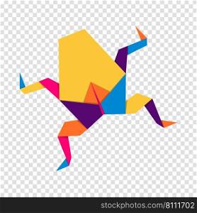 Frog origami. Abstract colorful vibrant frog logo design. Animal origami. Vector illustration
