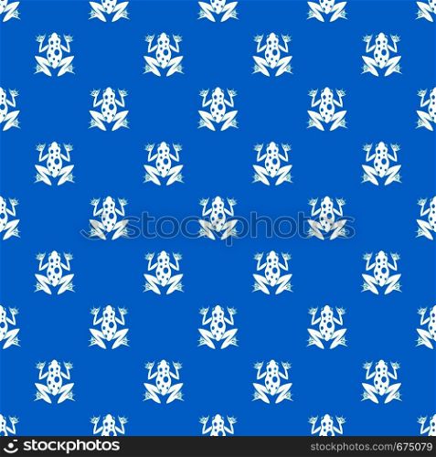 Frog pattern repeat seamless in blue color for any design. Vector geometric illustration. Frog pattern seamless blue