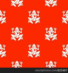 Frog pattern repeat seamless in orange color for any design. Vector geometric illustration. Frog pattern seamless