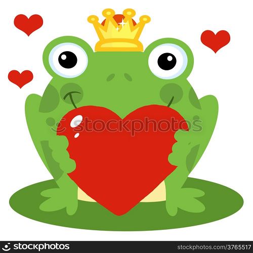 Frog Prince Holding A Red Heart