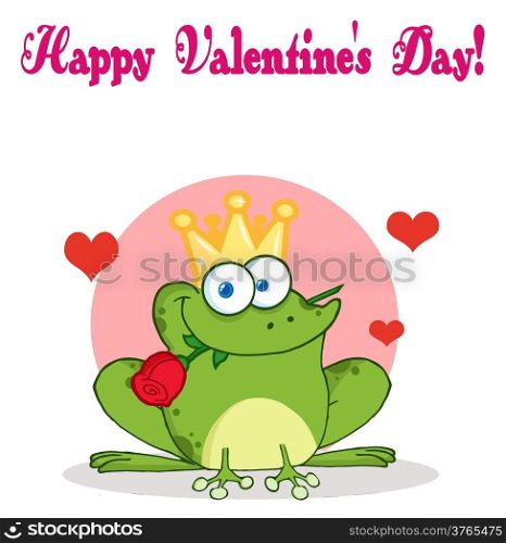 Frog Prince With A Rose In Mouth Greeting Card