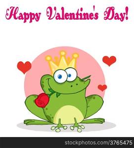 Frog Prince With A Rose In Mouth Greeting Card