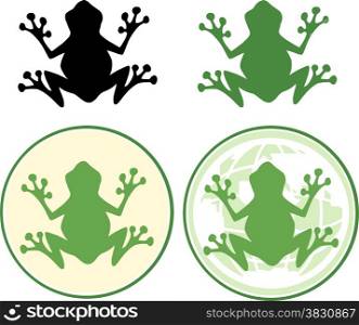 Frog Silhouette Design. Collection Set