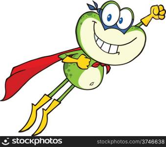 Frog Superhero Cartoon Character Flying