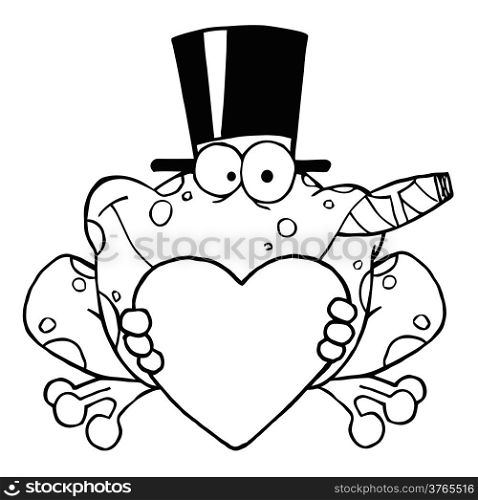 Frog With A Hat And Cigar Holding A Heart