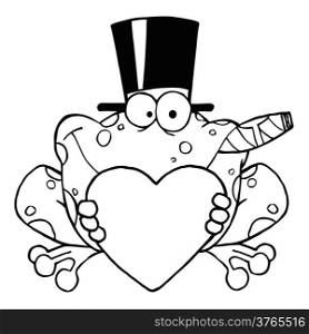 Frog With A Hat And Cigar Holding A Heart