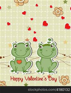 frogs in love vector illustration