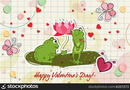 frogs in love vector illustration