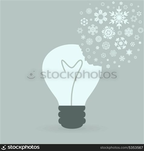 From a bulb snowflakes fly. A vector illustration