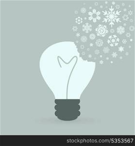From a bulb snowflakes fly. A vector illustration