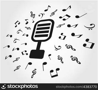 From a microphone notes take off. A vector illustration