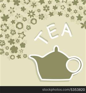 From a teapot flowers take off. A vector illustration