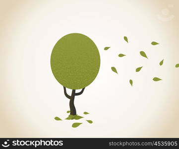 From the tree flew off the leaf. Vector illustration