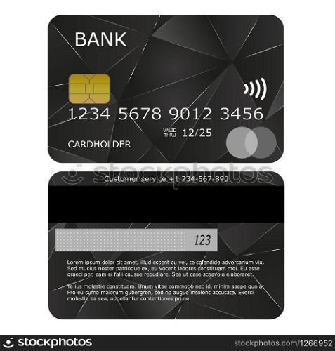 front and back side credit card vector illustration