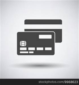 Front And Back Side Of Credit Card Icon. Dark Gray on Gray Background With Round Shadow. Vector Illustration.