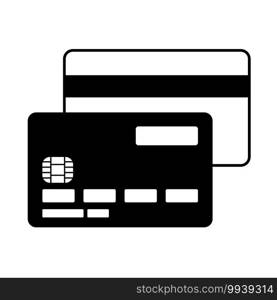 Front And Back Side Of Credit Card Icon. Black Glyph Design. Vector Illustration.