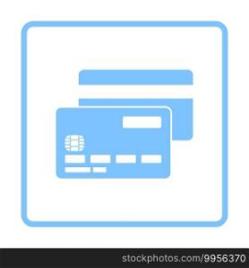Front And Back Side Of Credit Card Icon. Blue Frame Design. Vector Illustration.