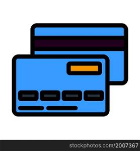 Front And Back Side Of Credit Card Icon. Editable Bold Outline With Color Fill Design. Vector Illustration.
