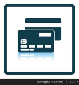 Front And Back Side Of Credit Card Icon. Square Shadow Reflection Design. Vector Illustration.