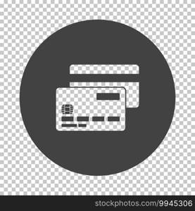 Front And Back Side Of Credit Card Icon. Subtract Stencil Design on Tranparency Grid. Vector Illustration.