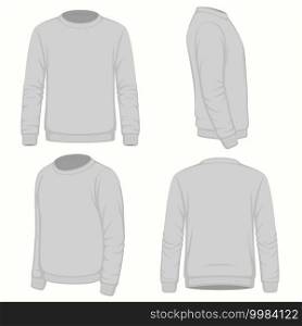 Front, back and side views of blank  hoodie sweatshirt. Isolated on white. Vector fashion design.