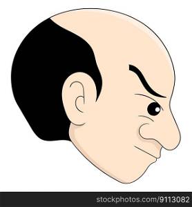 front bald head boy emoticon. vector design illustration art