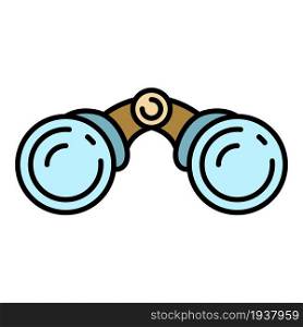 Front binoculars icon. Outline front binoculars vector icon color flat isolated. Front binoculars icon color outline vector
