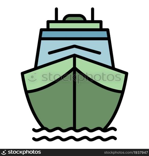 Front cargo ship icon. Outline front cargo ship vector icon color flat isolated. Front cargo ship icon color outline vector
