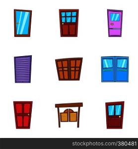 Front door icons set. Cartoon illustration of 9 front door vector icons for web. Front door icons set, cartoon style