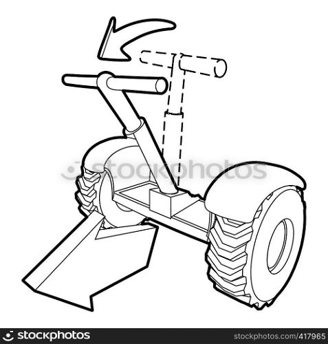 Front inclined segway icon. Outline illustration of front inclined segway vector icon for web. Front inclined segway icon, outline style