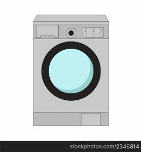 Front loading automatic washing machine isolated vector illustration. Household appliances for home washing linen and clothes