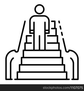 Front man escalator icon. Outline front man escalator vector icon for web design isolated on white background. Front man escalator icon, outline style