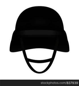 Front of black helmet mockup. Realistic illustration of front of black helmet vector mockup for web design isolated on white background. Front of black helmet mockup, realistic style