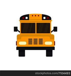 Front of old school bus icon. Flat illustration of front of old school bus vector icon for web design. Front of old school bus icon, flat style