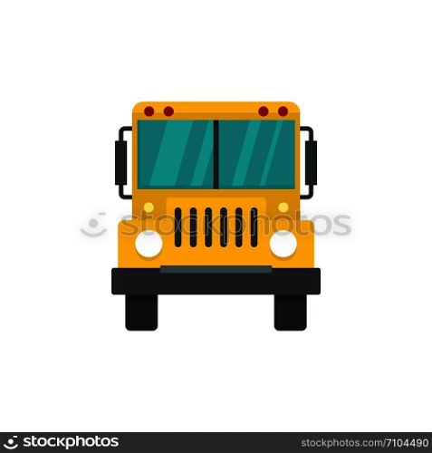 Front of school bus icon. Flat illustration of front of school bus vector icon for web design. Front of school bus icon, flat style