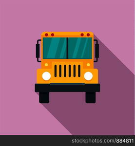 Front of school bus icon. Flat illustration of front of school bus vector icon for web design. Front of school bus icon, flat style