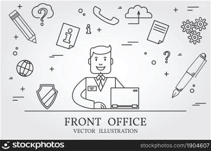 Front office. Think line icon. Vector.